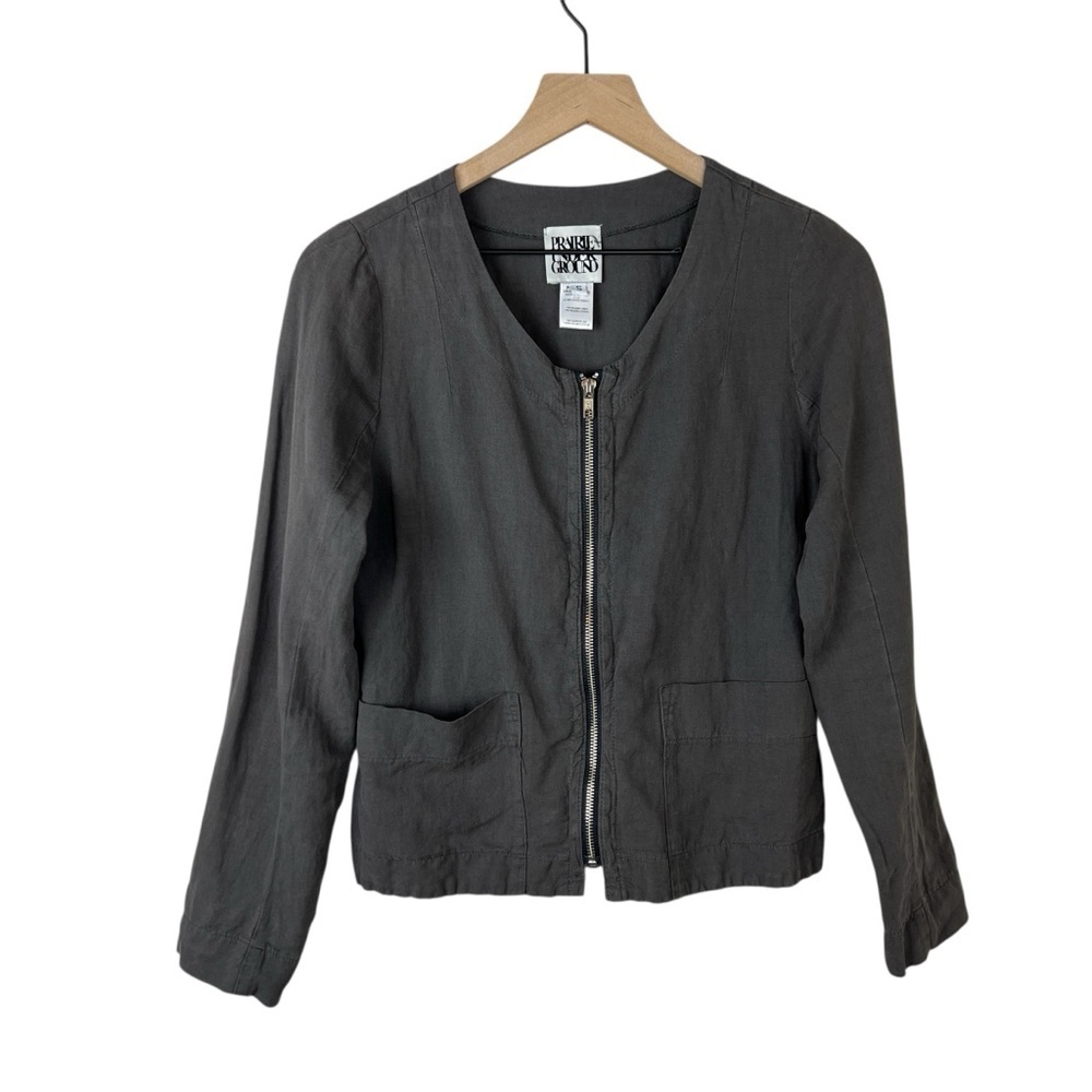 Prairie Underground Organic Linen Taupe Full Zip Jacket